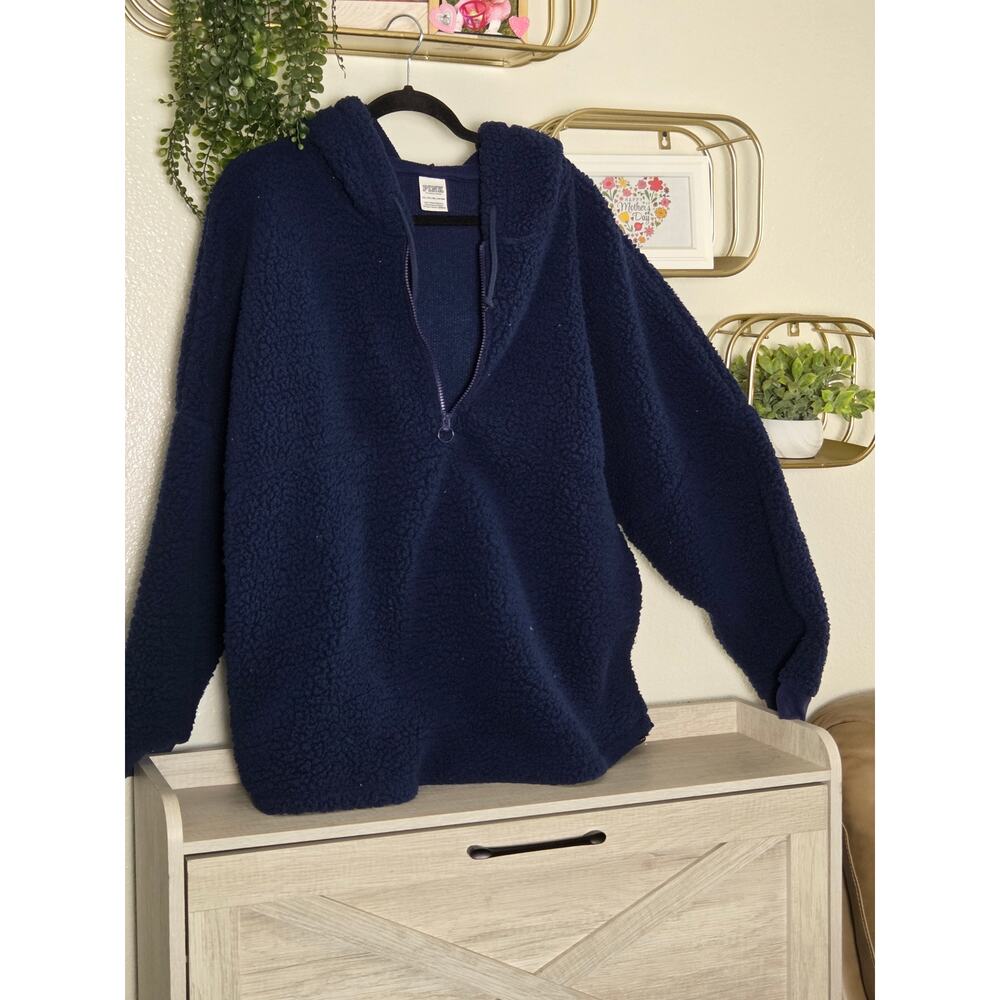 PINK Polar fleece Half-zip winter sweatshirt, comfortable warm XXL